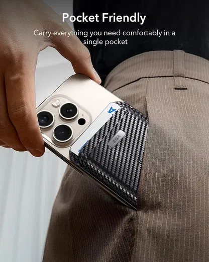 ESR Classic Geo Wallet MagSafe Pasjeshouder met Zoek Mijn-Functie Carbon Fiber afbeelding 5