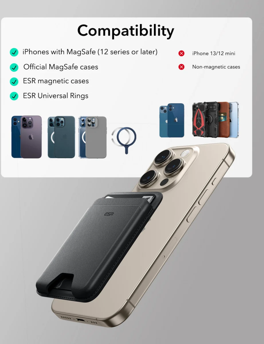 ESR HaloLock Wallet Boost MagSafe Kaarthouder Zwart afbeelding 9