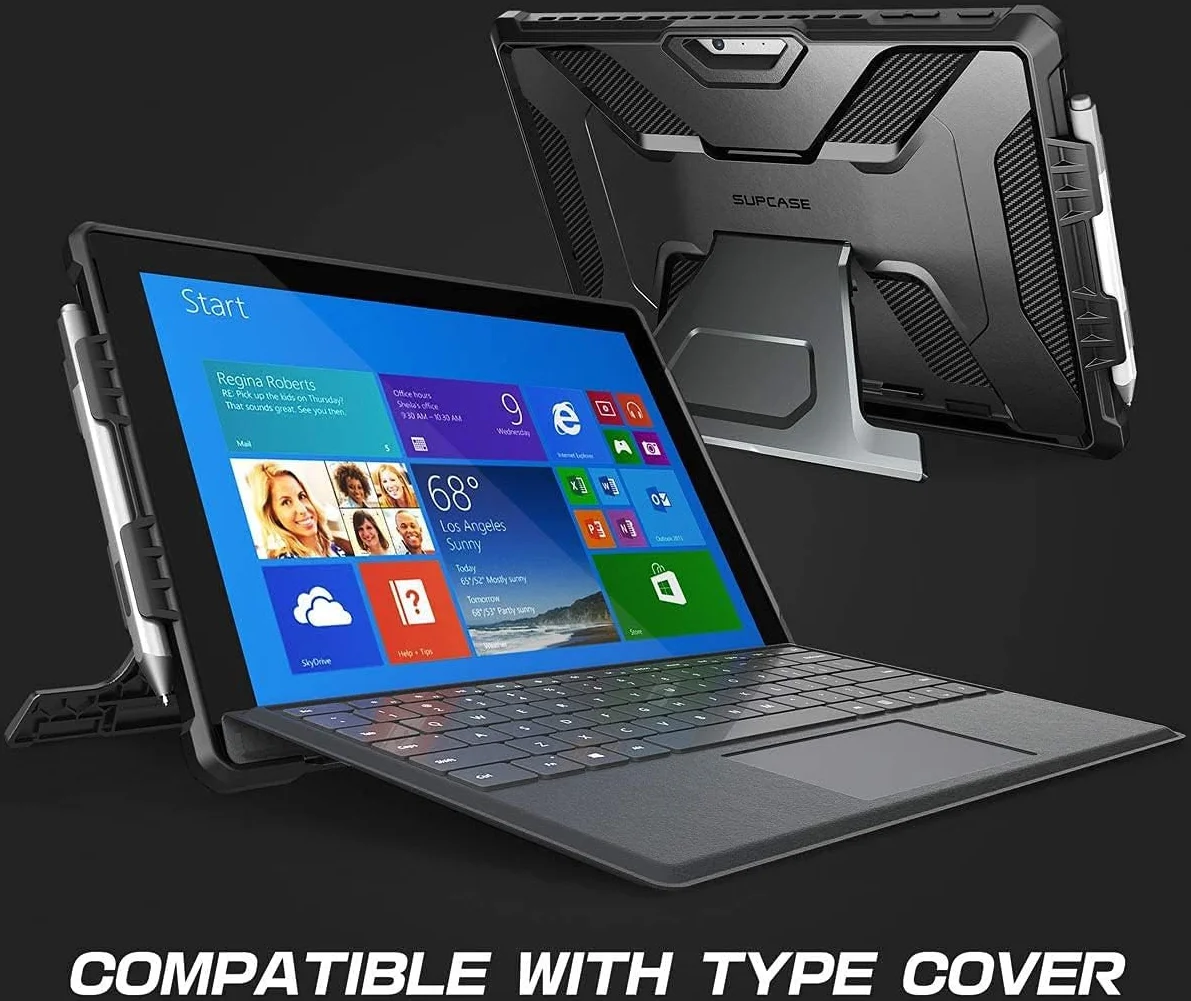SUPCASE UB Pro Microsoft Surface Pro 4 - 7 Hoes Kickstand Zwart afbeelding 3