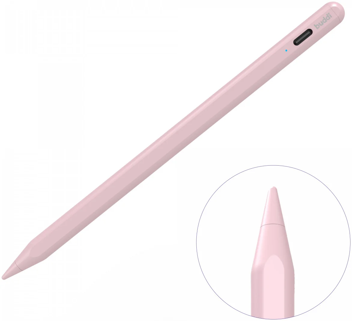 Buddi Flow Universele Actieve Stylus Pen met USB-C Poort Roze afbeelding 1