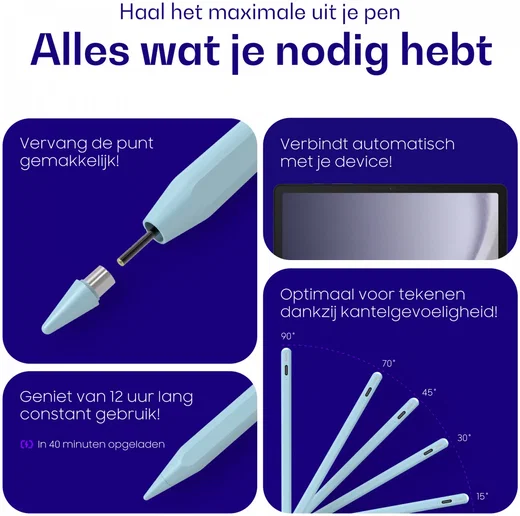 Buddi Flow Universele Actieve Stylus Pen met USB-C Poort Blauw afbeelding 4