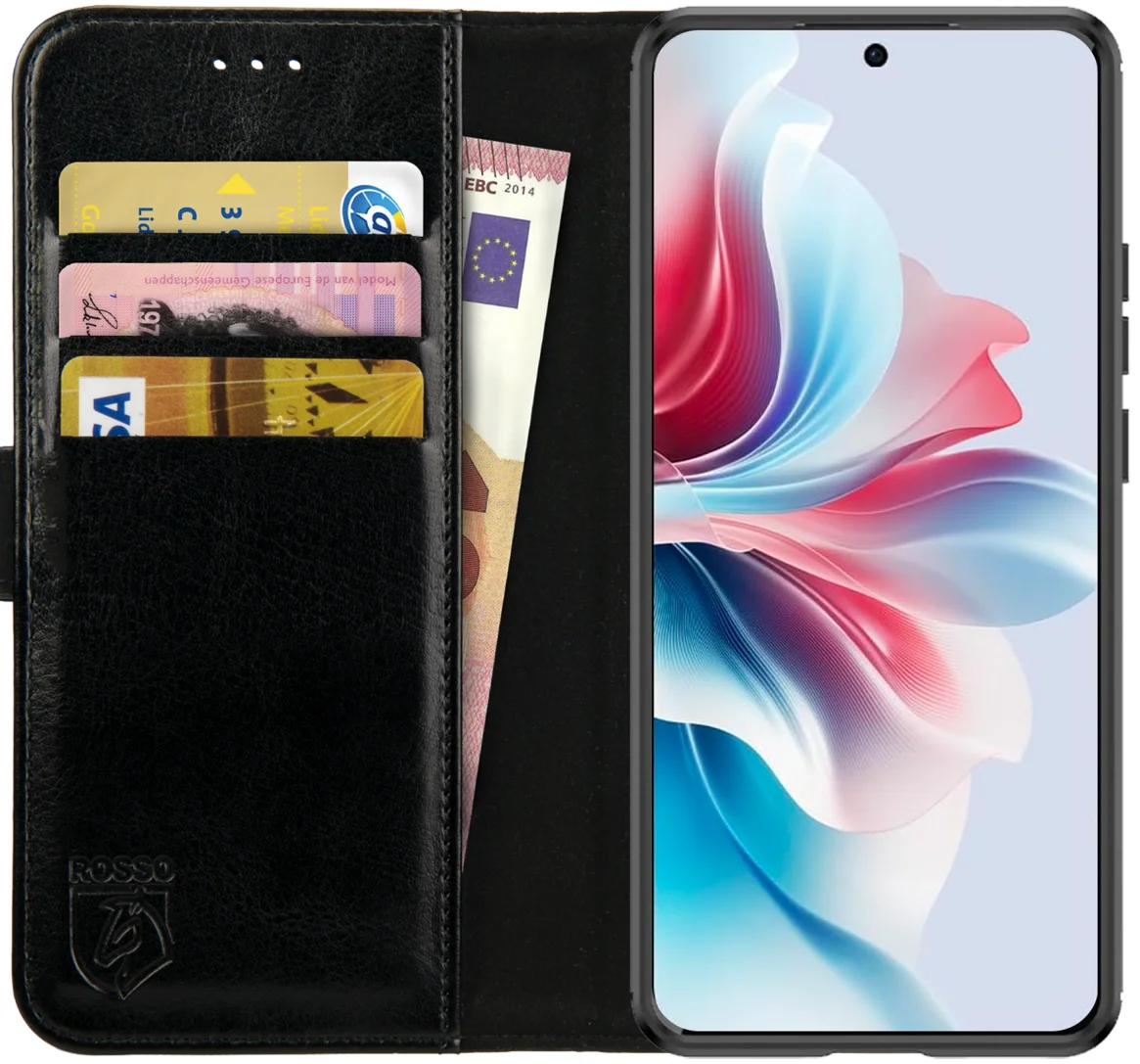 Rosso Element Oppo Reno 11 F Hoesje Book Case Wallet Zwart afbeelding 1