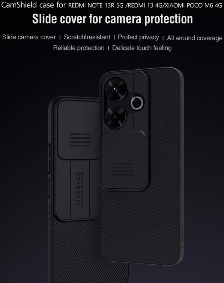 Nillkin CamShield Xiaomi Redmi 13 4G / Poco M6 Hoesje met Camera Slider Zwart afbeelding 5