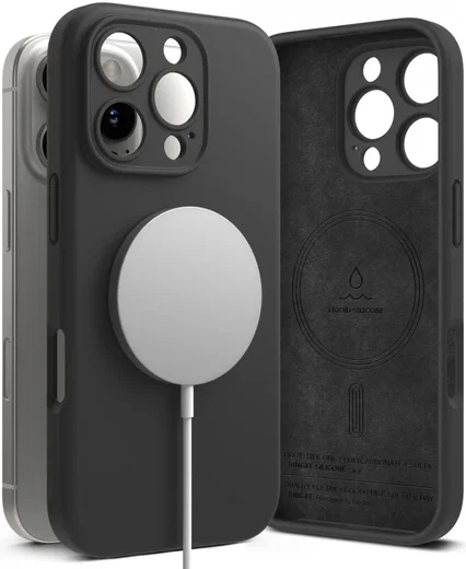 Ringke Silicone Apple iPhone 16 Pro Max Hoesje MagSafe Back Cover Zwart afbeelding 2