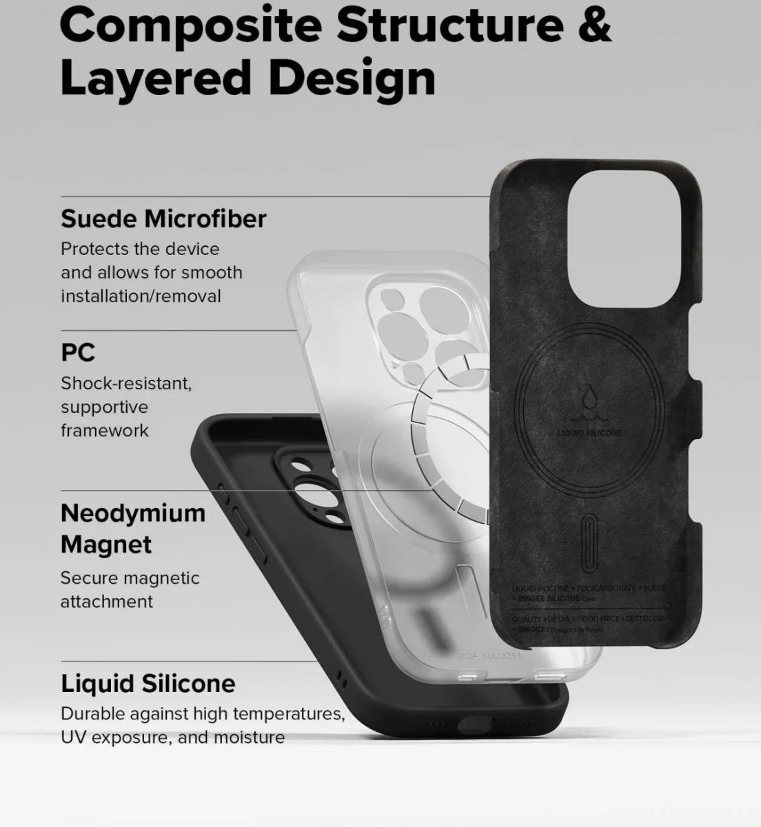 Ringke Silicone Apple iPhone 16 Pro Max Hoesje MagSafe Back Cover Zwart afbeelding 9