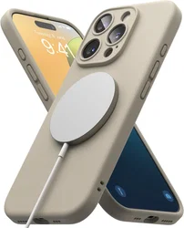 Ringke Silicone Apple iPhone 16 Pro Max Hoesje MagSafe Back Cover Beige afbeelding