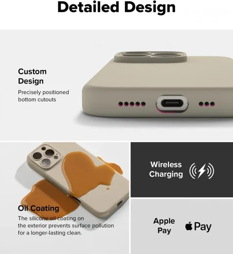 Ringke Silicone Apple iPhone 16 Pro Max Hoesje MagSafe Back Cover Beige afbeelding 7