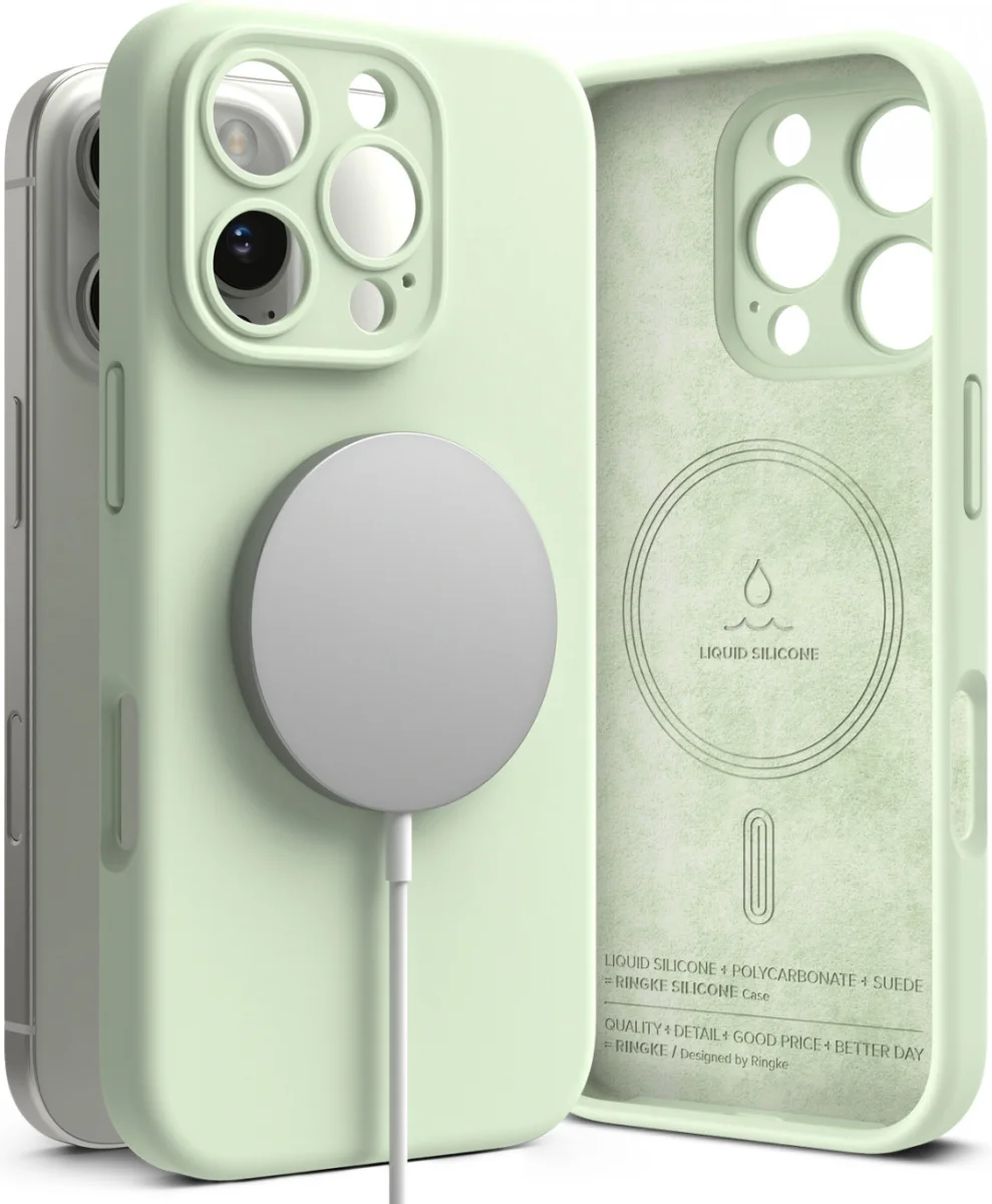 Ringke Silicone Apple iPhone 16 Pro Max Hoesje MagSafe Back Cover Mint Groen afbeelding 2