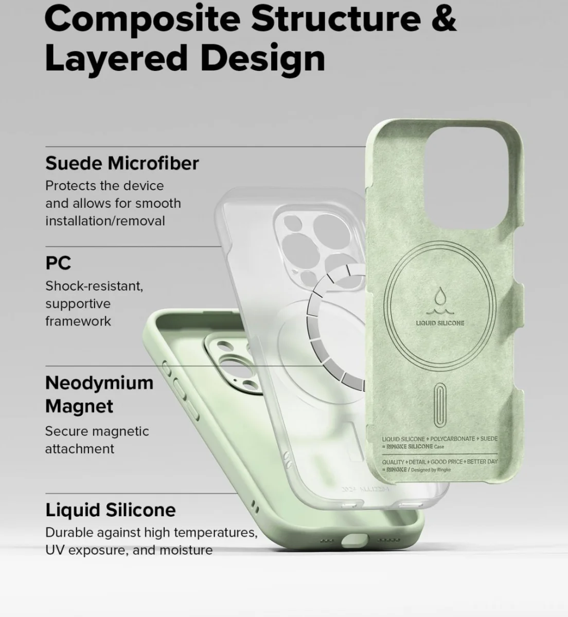 Ringke Silicone Apple iPhone 16 Pro Max Hoesje MagSafe Back Cover Mint Groen afbeelding 9
