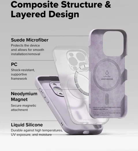 Ringke Silicone Apple iPhone 16 Pro Max Hoesje MagSafe Back Cover Paars afbeelding 6