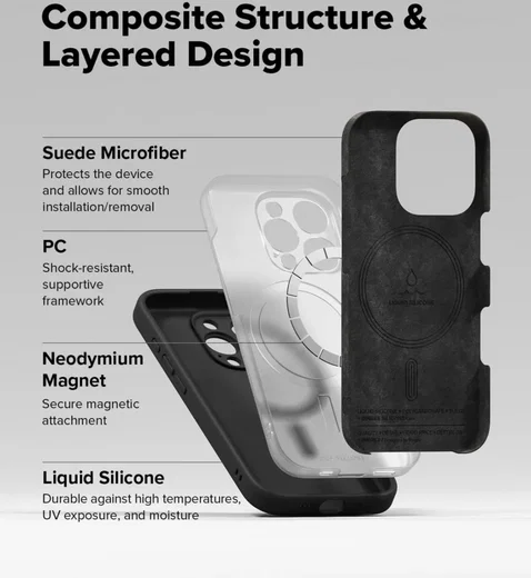 Ringke Silicone Apple iPhone 16 Pro Hoesje MagSafe Back Cover Zwart afbeelding 9