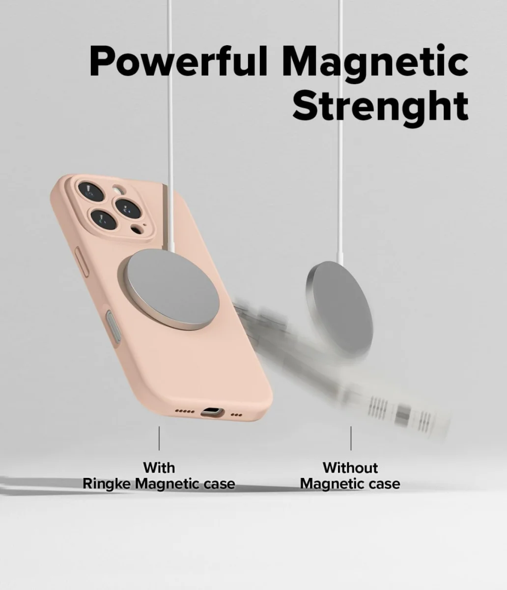 Ringke Silicone Apple iPhone 16 Pro Hoesje MagSafe Back Cover Pink Sand afbeelding 4