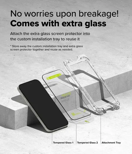 Ringke Easy Slide Apple iPhone 16 Pro Screen Protector met Jig 2-Pack afbeelding 6