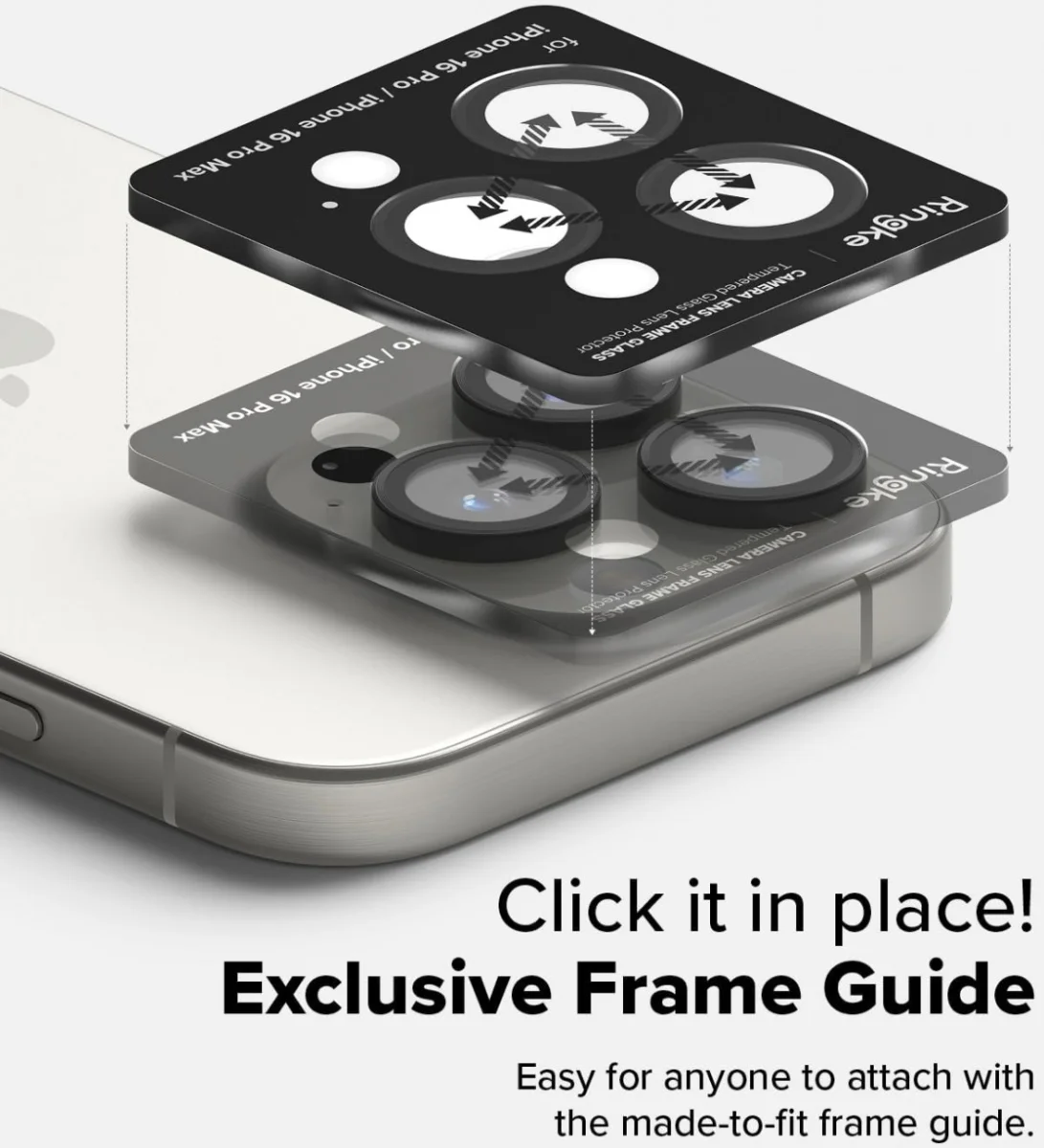 Ringke Frame Glass Apple iPhone 16 Pro / 16 Pro Max Camera Protector Zwart afbeelding 3