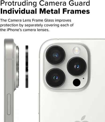 Ringke Frame Glass Apple iPhone 16 Pro / 16 Pro Max Camera Protector Zwart afbeelding 4