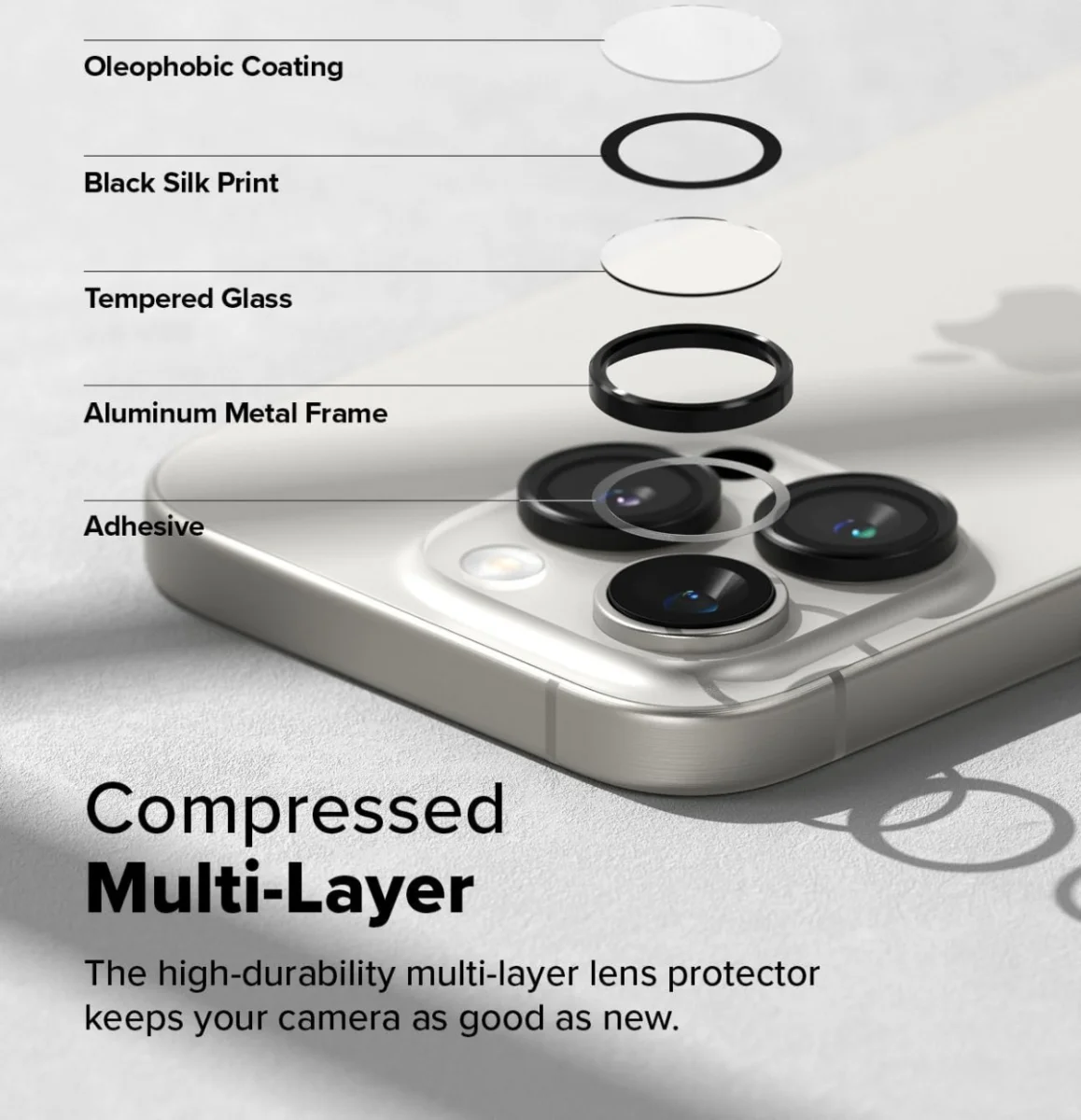 Ringke Frame Glass Apple iPhone 16 Pro / 16 Pro Max Camera Protector Zwart afbeelding 9