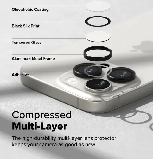 Ringke Frame Glass Apple iPhone 16 Pro / 16 Pro Max Camera Protector Zwart afbeelding 9