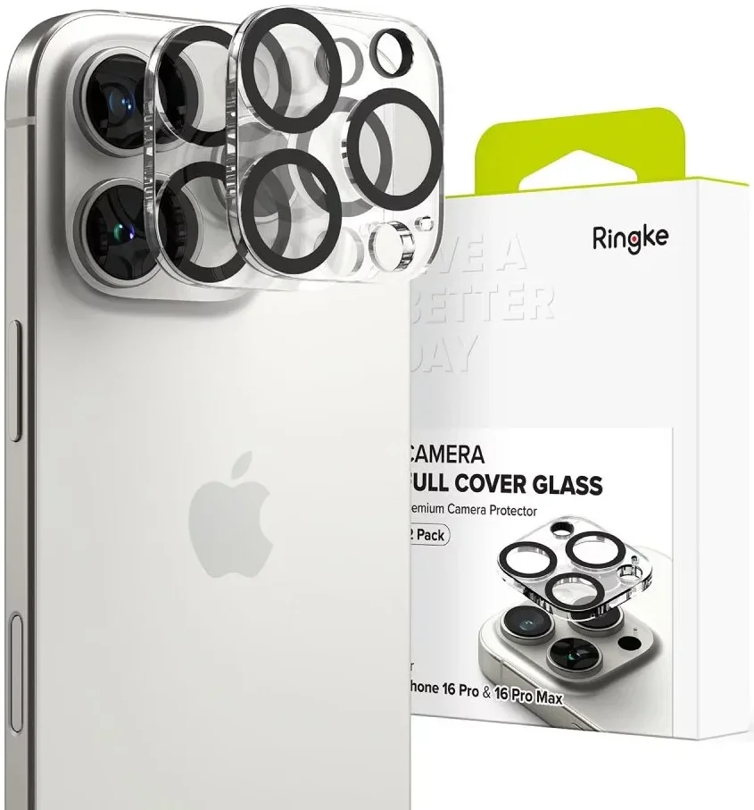 Ringke Full Cover Glass iPhone 16 Pro / Pro Max Camera Protector Glas (2-Pack) afbeelding 1
