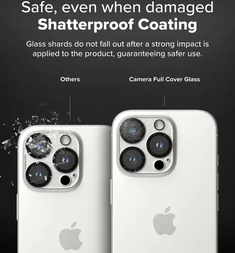 Ringke Full Cover Glass iPhone 16 Pro / Pro Max Camera Protector Glas (2-Pack) afbeelding 5