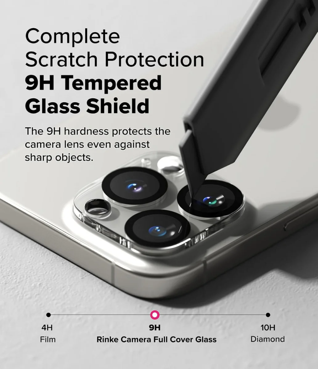 Ringke Full Cover Glass iPhone 16 Pro / Pro Max Camera Protector Glas (2-Pack) afbeelding 6