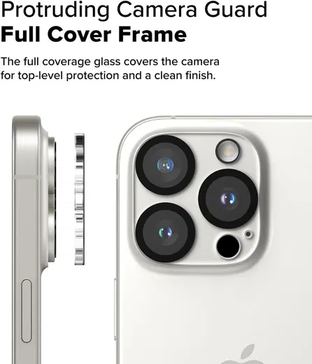 Ringke Full Cover Glass iPhone 16 Pro / Pro Max Camera Protector Glas (2-Pack) afbeelding 7