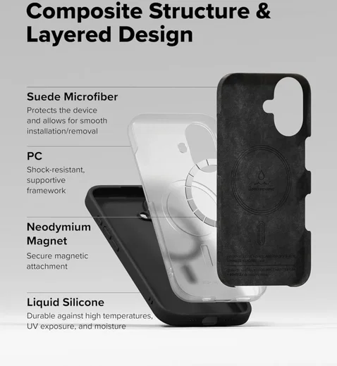 Ringke Silicone Apple iPhone 16 Plus Hoesje MagSafe Back Cover Zwart afbeelding 7