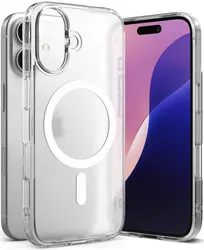 Ringke Fusion Magnetic iPhone 16 Hoesje MagSafe Back Cover Matte Transparant afbeelding