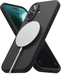 Ringke Silicone Apple iPhone 16 Hoesje MagSafe Back Cover Zwart afbeelding