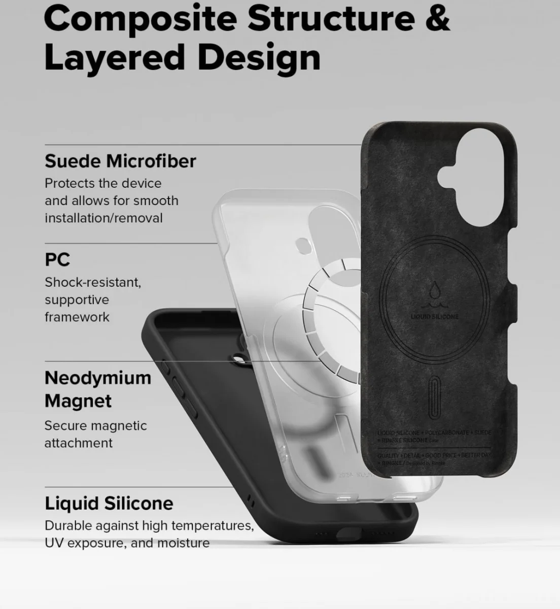 Ringke Silicone Apple iPhone 16 Hoesje MagSafe Back Cover Zwart afbeelding 7