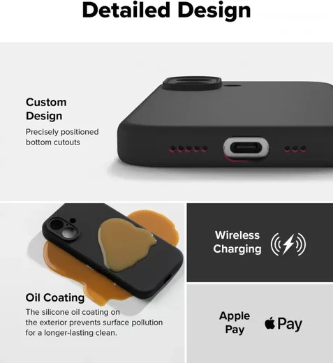 Ringke Silicone Apple iPhone 16 Hoesje MagSafe Back Cover Zwart afbeelding 8