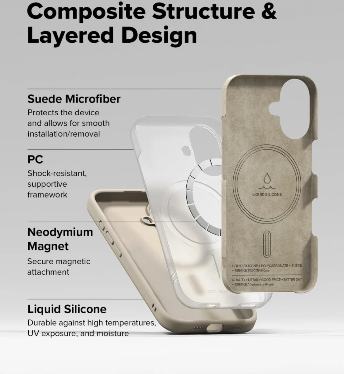 Ringke Silicone Apple iPhone 16 Hoesje MagSafe Back Cover Beige afbeelding 8