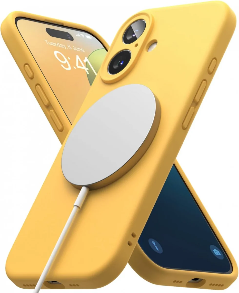 Ringke Silicone Apple iPhone 16 Hoesje MagSafe Back Cover Geel afbeelding 1