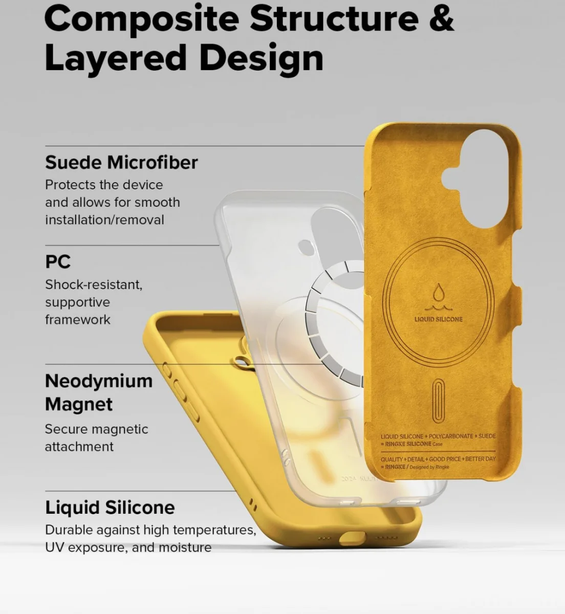 Ringke Silicone Apple iPhone 16 Hoesje MagSafe Back Cover Geel afbeelding 7