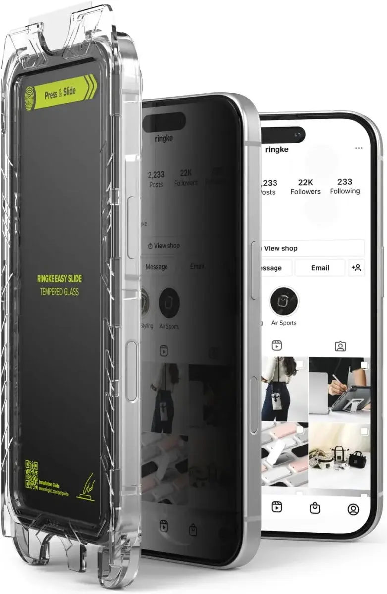 Ringke Easy Slide Privacy Apple iPhone 16 / 15 Screen Protector Jig 2-Pack afbeelding 1