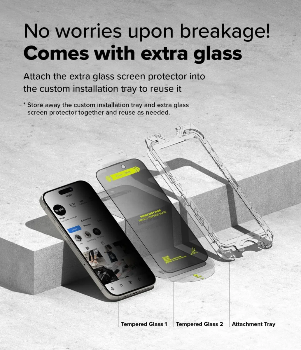 Ringke Easy Slide Privacy Apple iPhone 16 / 15 Screen Protector Jig 2-Pack afbeelding 10