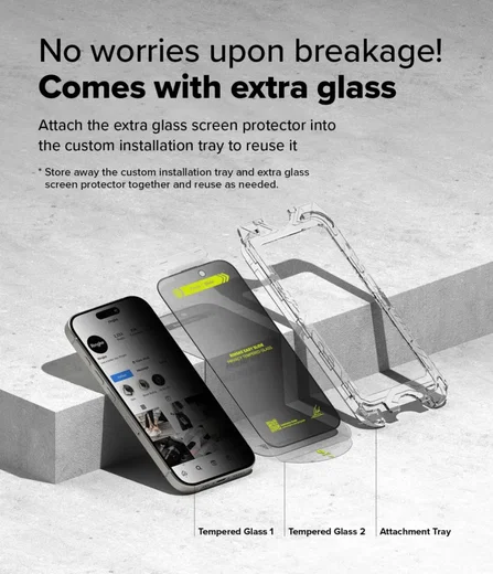 Ringke Easy Slide Privacy Apple iPhone 16 / 15 Screen Protector Jig 2-Pack afbeelding 10
