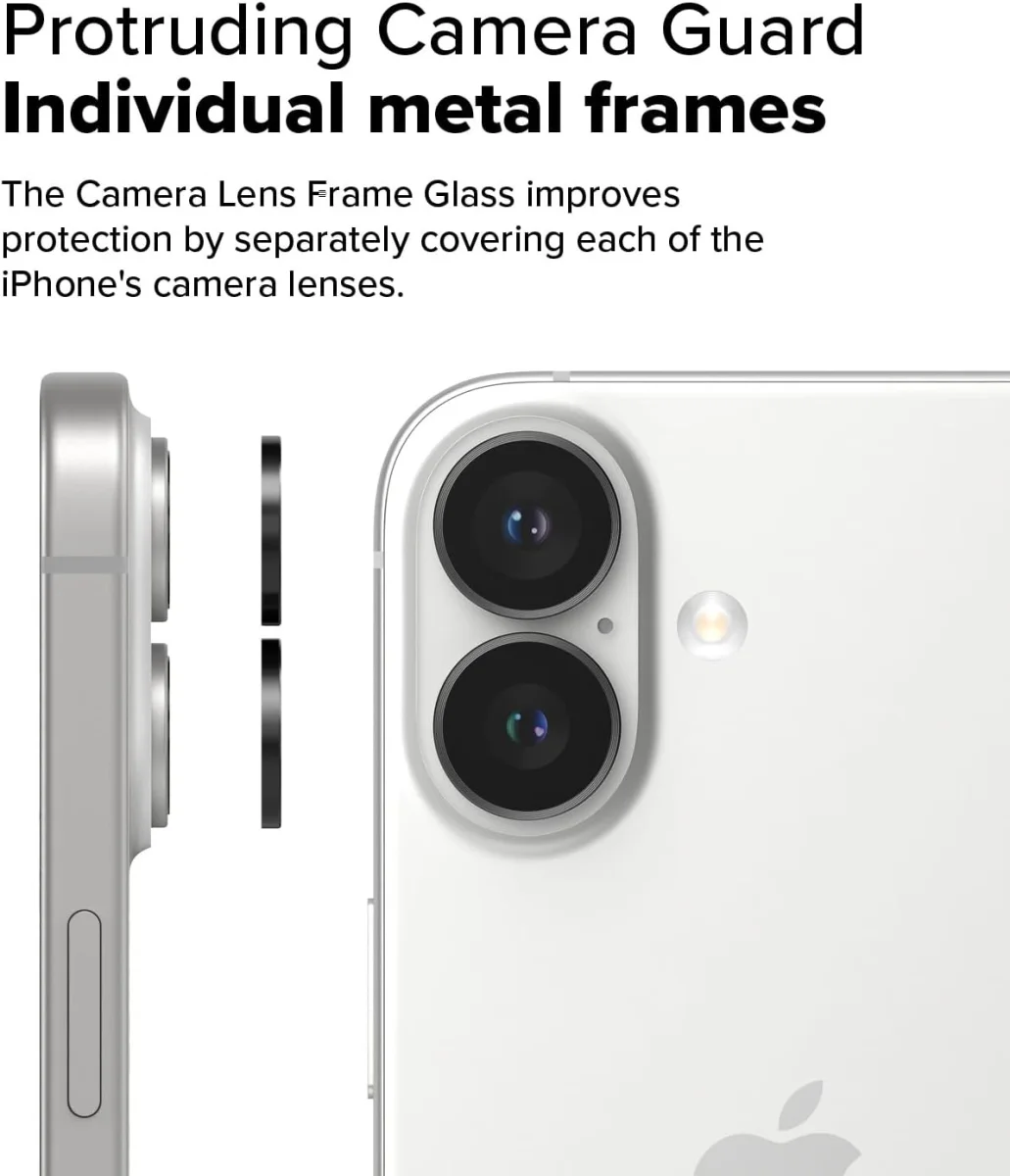 Ringke Frame Glass Apple iPhone 16 / 16 Plus Camera Protector Zwart afbeelding 4