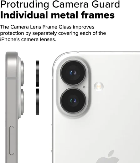 Ringke Frame Glass Apple iPhone 16 / 16 Plus Camera Protector Zwart afbeelding 4