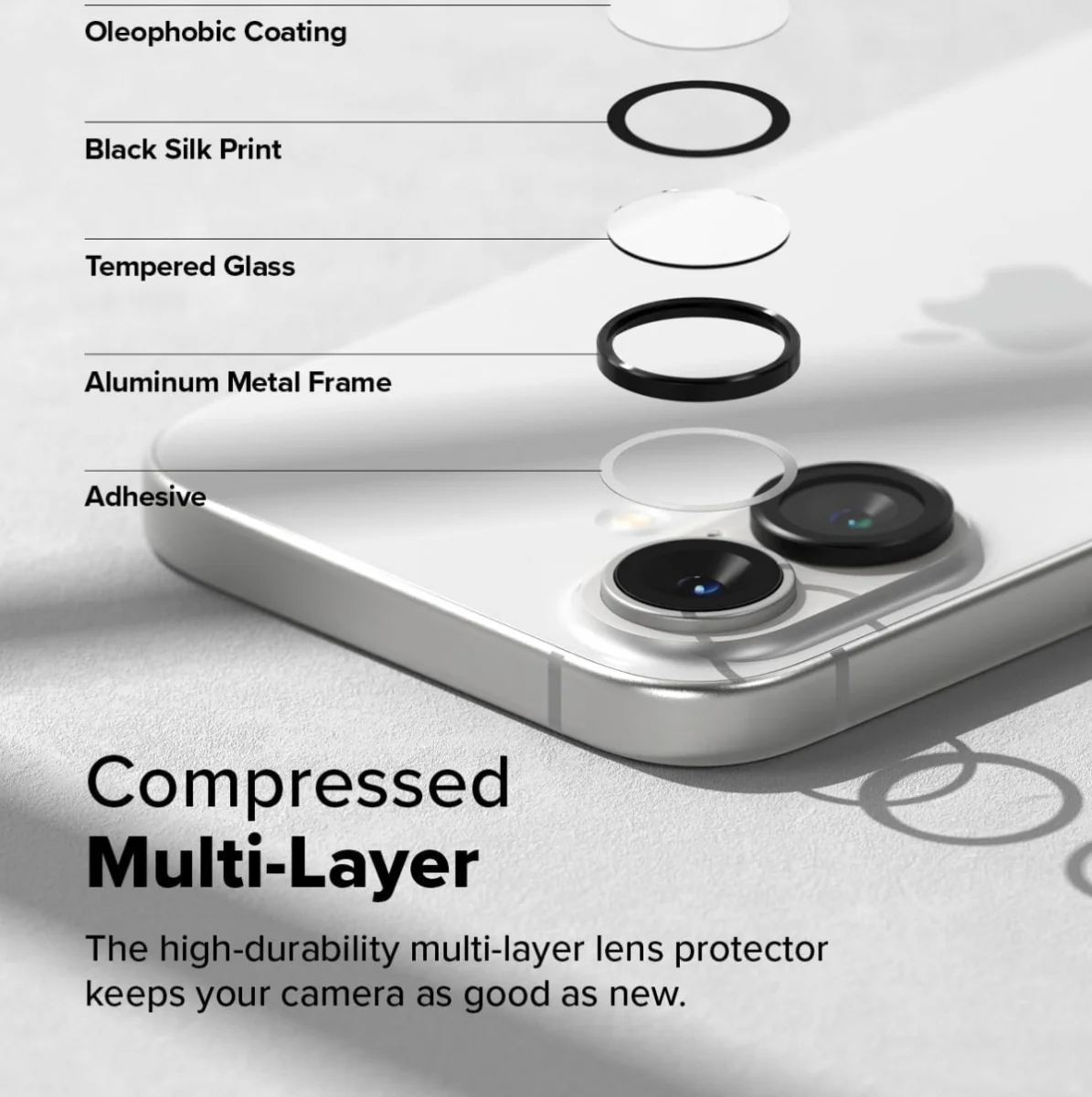 Ringke Frame Glass Apple iPhone 16 / 16 Plus Camera Protector Zwart afbeelding 7