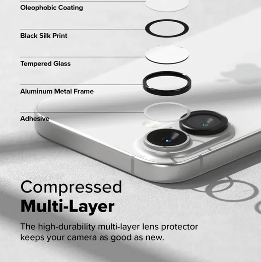 Ringke Frame Glass Apple iPhone 16 / 16 Plus Camera Protector Zwart afbeelding 7