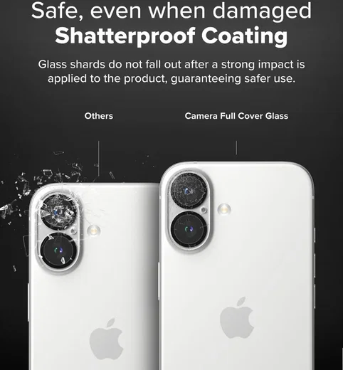 Ringke Full Cover Glass iPhone 16 / 16 Plus Camera Protector Glas (2-Pack) afbeelding 10