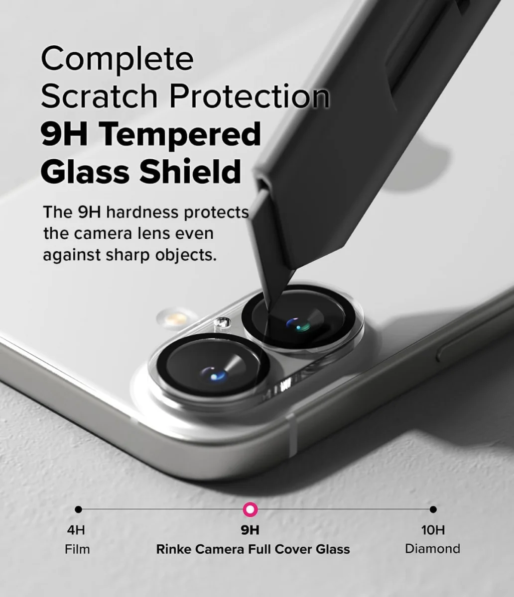 Ringke Full Cover Glass iPhone 16 / 16 Plus Camera Protector Glas (2-Pack) afbeelding 6