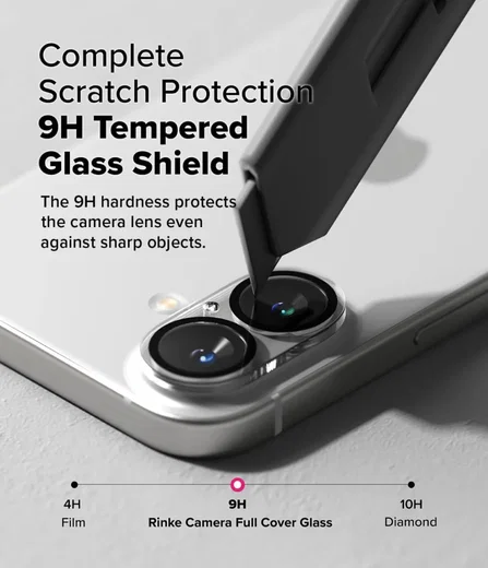 Ringke Full Cover Glass iPhone 16 / 16 Plus Camera Protector Glas (2-Pack) afbeelding 6