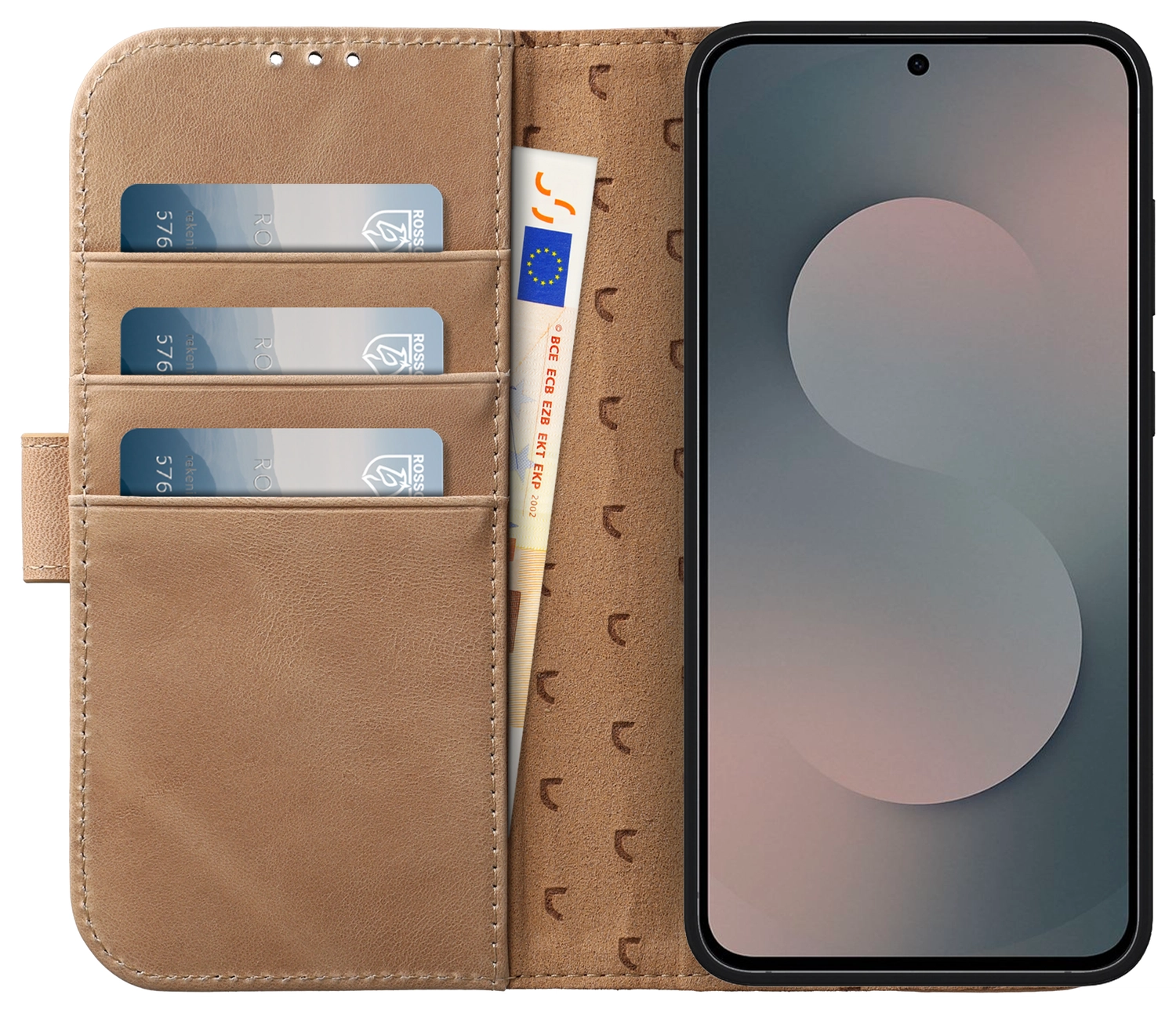 Rosso Elite Samsung S24 FE Hoesje met MagSafe Book Case Echt Leer Lichtbruin afbeelding 2