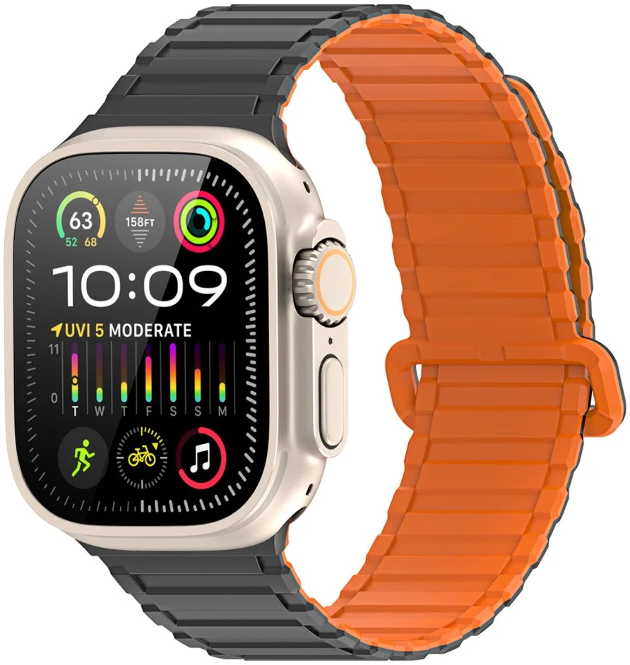 Dux Ducis - Apple Watch 1-10/SE/Ultra Bandje - 49/46/45/44/42MM - Zwart Oranje afbeelding 1
