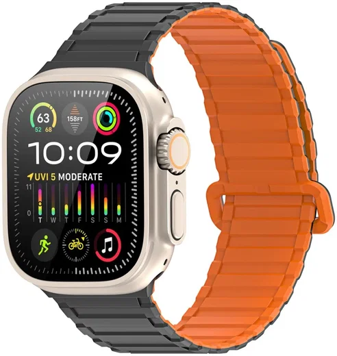 Dux Ducis - Apple Watch 1-10/SE/Ultra Bandje - 49/46/45/44/42MM - Zwart Oranje afbeelding 1