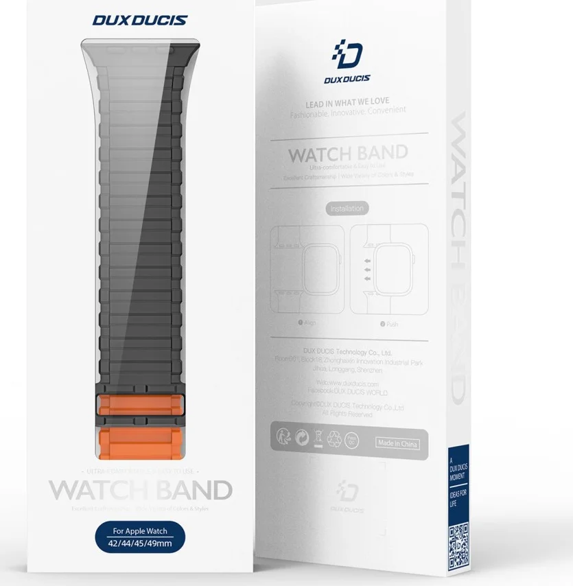 Dux Ducis - Apple Watch 1-10/SE/Ultra Bandje - 49/46/45/44/42MM - Zwart Oranje afbeelding 10