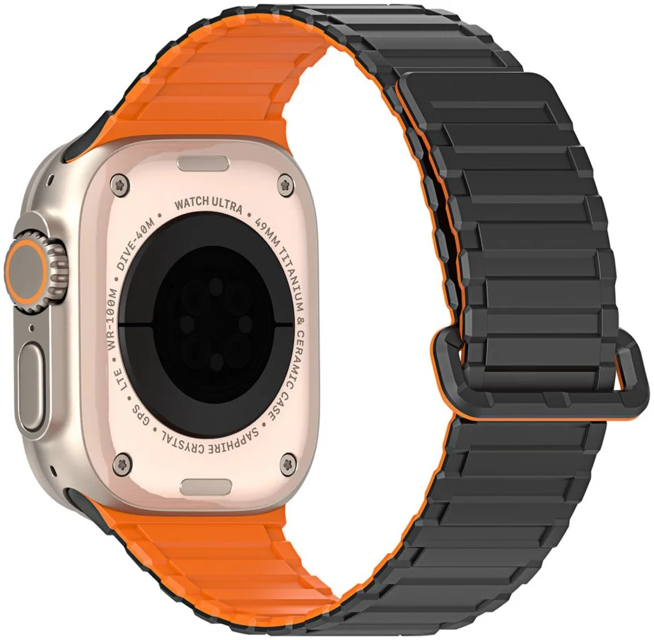 Dux Ducis - Apple Watch 1-10/SE/Ultra Bandje - 49/46/45/44/42MM - Zwart Oranje afbeelding 2