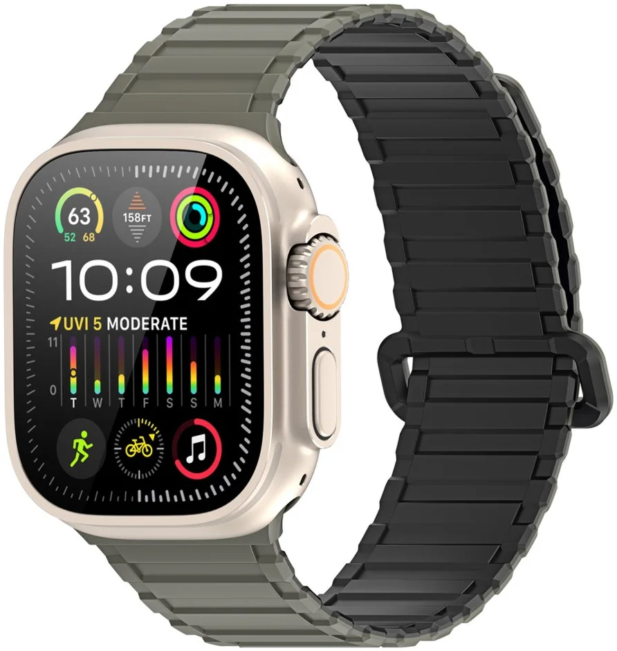 Dux Ducis - Apple Watch 1-10/SE/Ultra Bandje - 49/46/45/44/42MM - Zwart Groen afbeelding 1