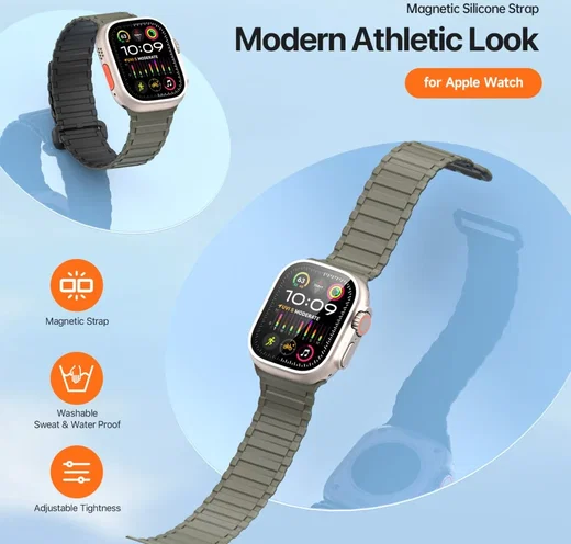 Dux Ducis - Apple Watch 1-10/SE/Ultra Bandje - 49/46/45/44/42MM - Zwart Groen afbeelding 6